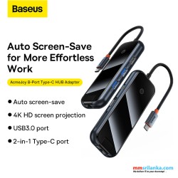 Baseus AcmeJoy 8-Port Type-C HUB Adapter（Type-C to HDMI*1+USB3.0*2+USB2.0*1+Type-C PD&Data*1+RJ45*1+SD/TF*1）Dark Grey